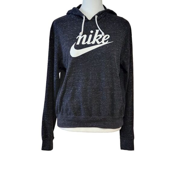 Nike Sportswear Vintage Crew Hoodie Women's S Black Marl Sweatshirt Athletic - Picture 2 of 10